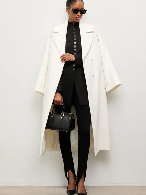 Answear Lab płaszcz wełniany kolor biały przejściowy oversize - zdjęcie produktu nr 1