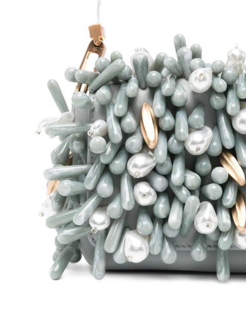 Cult Gaia Perla bead-embellished shoulder bag - Grey