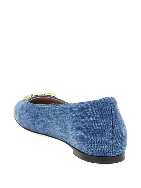 Valentino Garavani VLogo Signature denim ballet flats - Blue