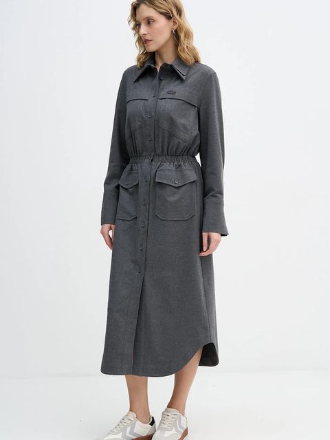 Lacoste sukienka kolor szary midi prosta EF2604 - zdjęcie produktu nr 2