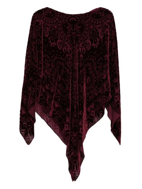 ETRO paisley-pattern velvet poncho - Red - zdjęcie produktu nr 1