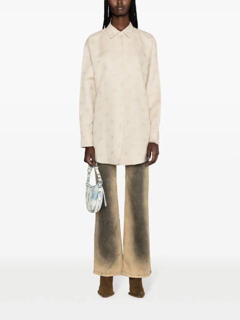 Off-White logo-jacquard cotton blend overshirt - Neutrals - zdjęcie produktu nr 2