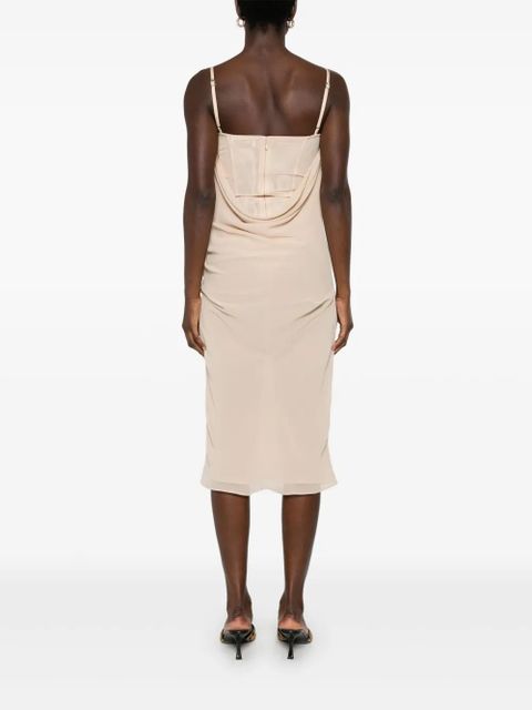 The Attico draped midi dress - Neutrals