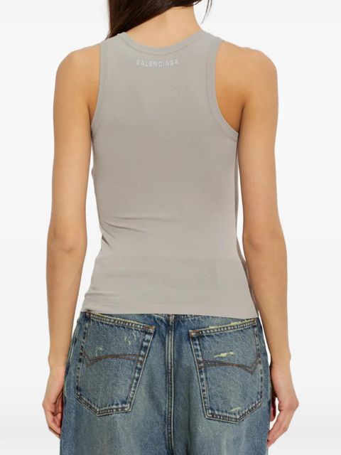 Balenciaga logo-embroidered ribbed-knit tank top - Grey