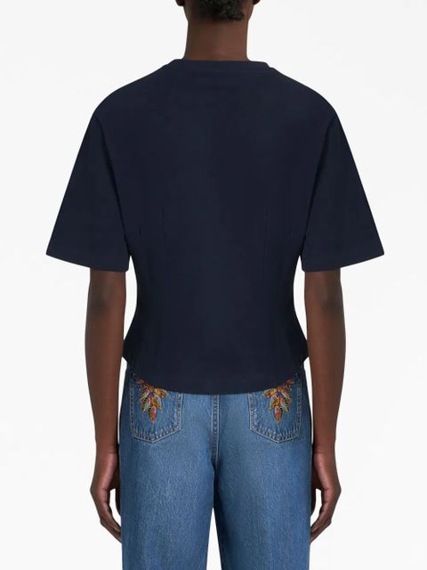 ETRO Pegaso-appliqué cotton T-shirt - Blue