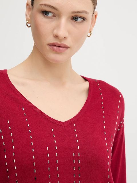 Joseph Ribkoff sweter z dodatkiem jedwabiu damski kolor bordowy lekki 254966