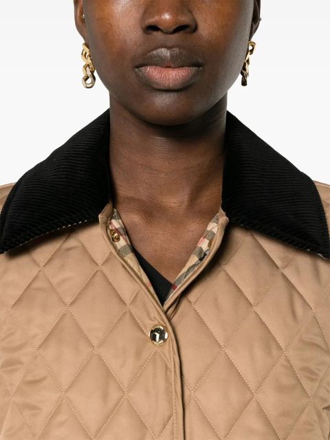 Burberry corduroy-collar quilted jacket - Neutrals