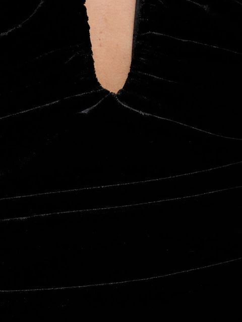 Bardot sukienka welurowa kolor czarny maxi rozkloszowana 60117DB