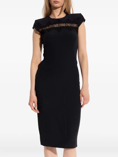 Alexander McQueen cap-sleeve lace-embroidered midi dress - Black - zdjęcie produktu nr 2