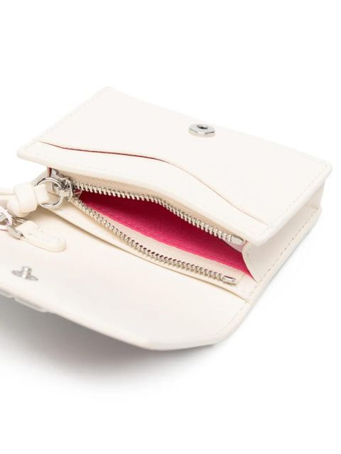 GANNI raspberry-print leather wallet - Neutrals