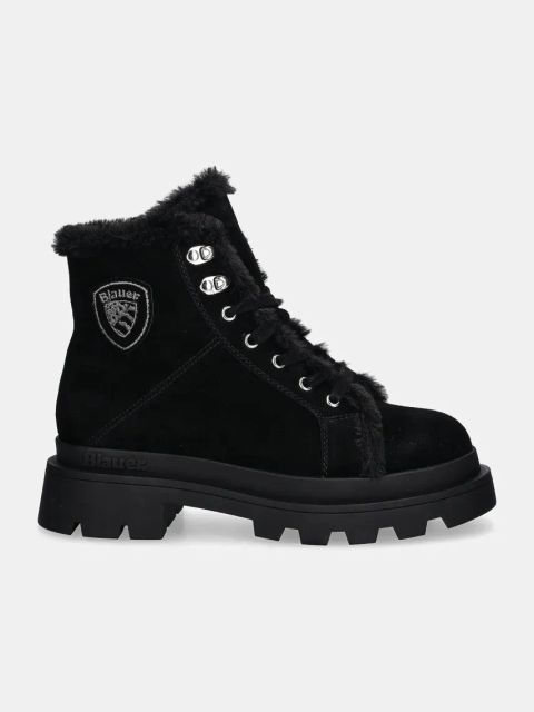 Blauer botki zamszowe KIMMEL damskie kolor czarny na płaskim obcasie lekko ocieplone F4KIMMEL06.SUE