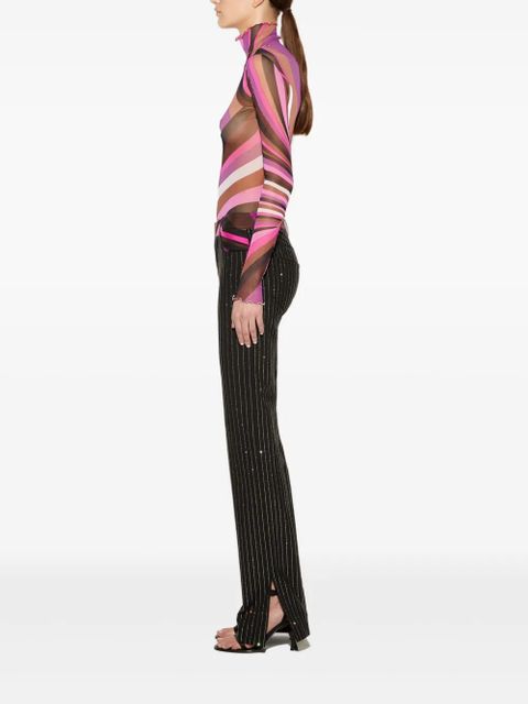 PUCCI rhinestone-embellished pinstripe trousers - Black