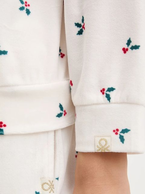 United Colors of Benetton longsleeve piżamowy damska kolor beżowy 312W3M07W