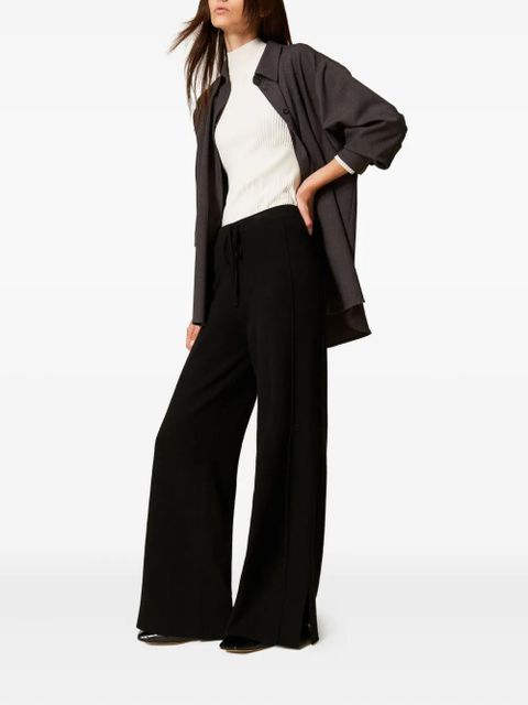 TWINSET drawstring side slits trousers - Black