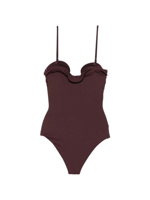 Magda Butrym ruffled flower-appliqué swimsuit - Red - zdjęcie produktu nr 2