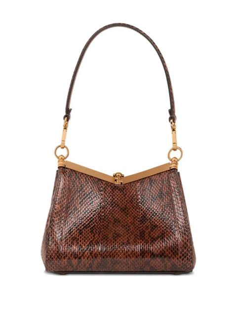 ETRO small Vela elaphe-leather shoulder bag - Brown