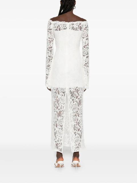 MANURÍ lace-embellished long-sleeve midi dress - White