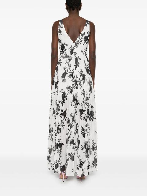 Self-Portrait floral-print chiffon maxi dress - White