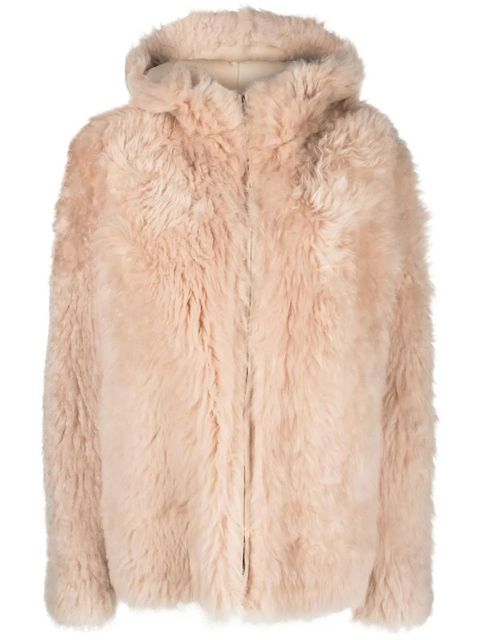 Yves Salomon zip-up shearling coat - Neutrals - zdjęcie produktu nr 1