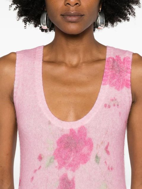 Blumarine roses-print tank top - Pink