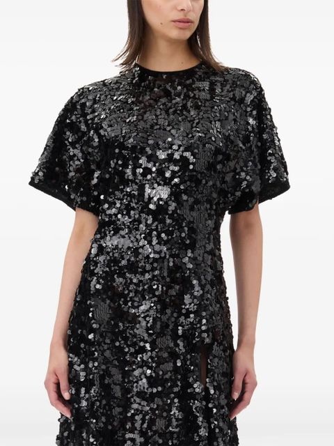 GANNI sequinned velvet dress - Black