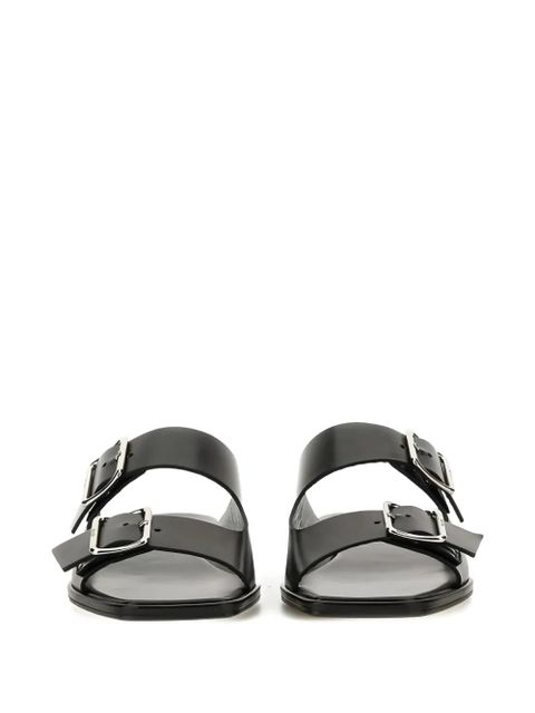 Aeyde Tonya double-buckle leather sandals - Black
