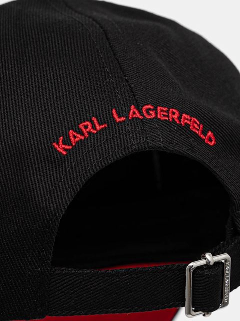 Karl Lagerfeld czapka z daszkiem bawełniana kolor czarny z aplikacją A1W33155