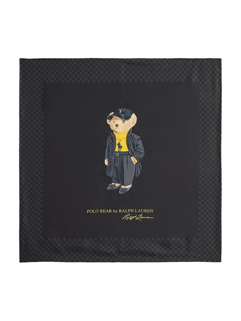 Polo Ralph Lauren chusta jedwabna damski kolor czarny wzorzysty 455P04667