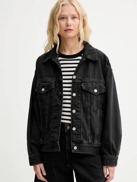 Levi's kurtka jeansowa damska kolor czarny przejściowa oversize - zdjęcie produktu nr 1