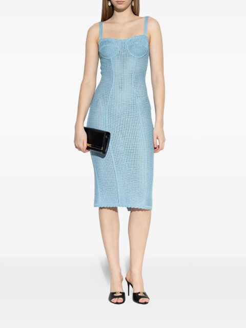 Dolce & Gabbana square-neck sleeveless midi dress - Blue - zdjęcie produktu nr 2