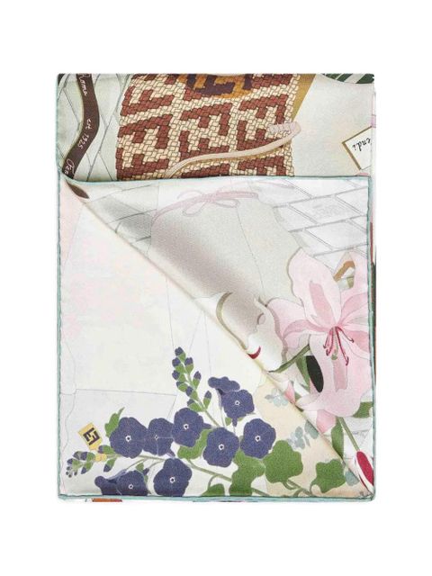 FENDI floral-print silk foulard - Neutrals - zdjęcie produktu nr 1