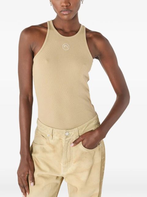 Marine Serre moon logo ribbed tank top - Neutrals