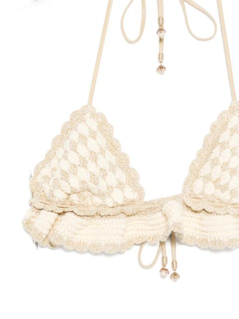 ZIMMERMANN crochet ruffled bikini - Neutrals