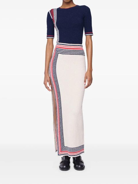 Rabanne striped knitted skirt - Neutrals