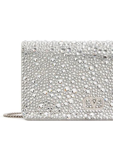 Valentino Garavani Vlogo Signature sparkling-embroidery clutch bag - Silver - zdjęcie produktu nr 2