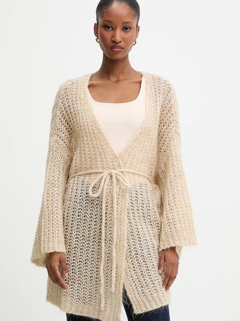 Answear.LAB kardigan z dodatkiem wełny damski kolor beżowy lekki