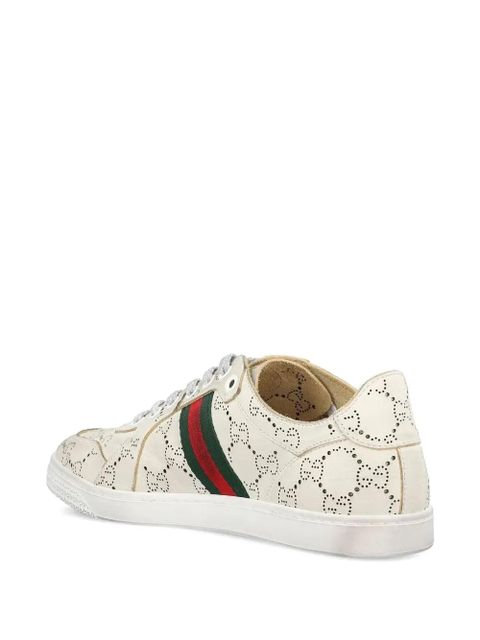 Gucci GG Web Stripe leather sneakers - Neutrals