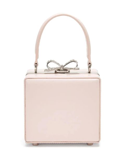 Self-Portrait crystal bow-embellishment tote bag - Pink
