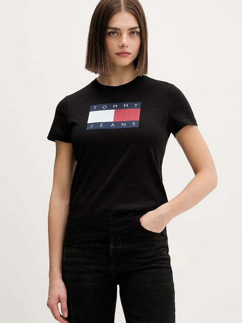 Tommy Jeans t-shirt bawełniany damski kolor czarny DW0DW22562 - zdjęcie produktu nr 1