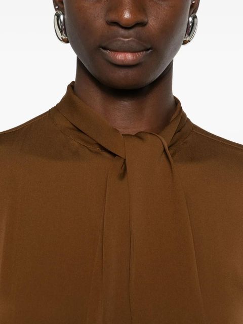 Max Mara bow-detailing buttoned blouse - Brown