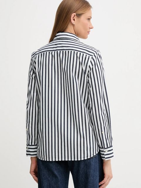 United Colors of Benetton koszula bawełniana damska kolor granatowy regular z kołnierzykiem klasycznym 59T7DQ0BH