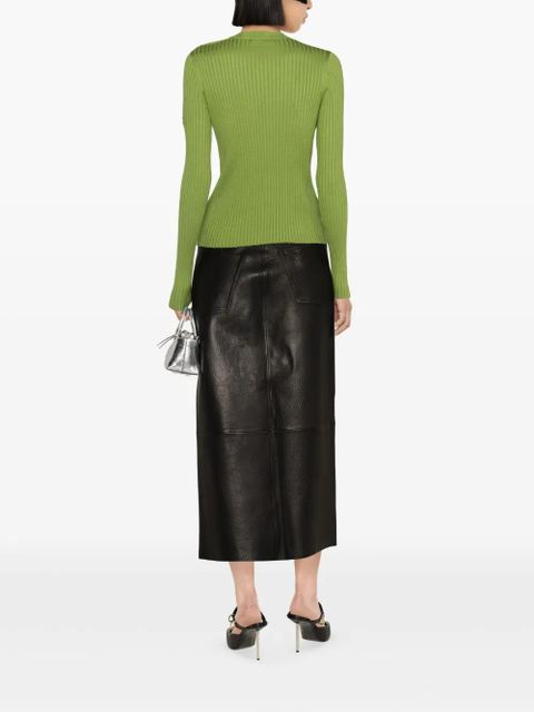 Rabanne crew-neck ribbed-knit top - Green