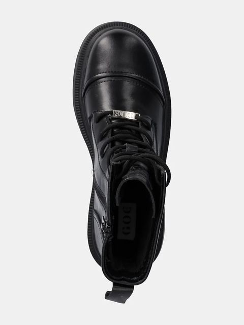 GOE workery skórzane damskie kolor czarny na platformie lekko ocieplone OO2N4115 BLACK