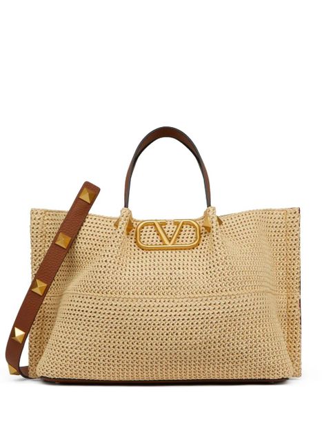 Valentino Garavani medium Summer straw tote bag - Neutrals - zdjęcie produktu nr 1