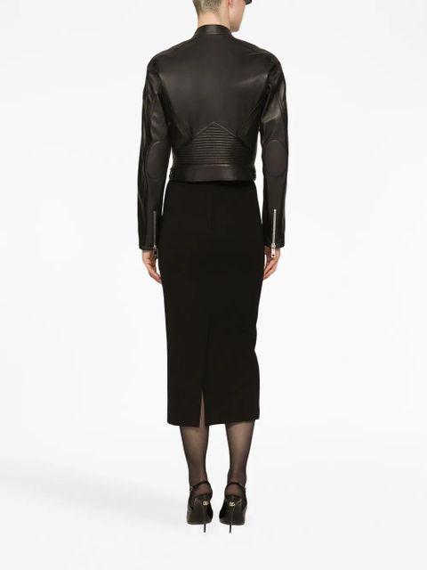 Dolce & Gabbana long-sleeve leather biker jacket - Black