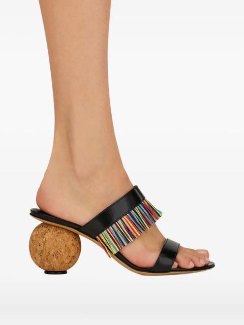 Ferragamo 75mm fringed sandals - Black