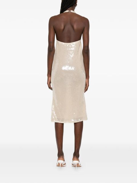 Oséree halterneck midi dress - Neutrals