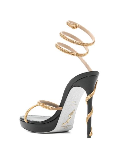 René Caovilla Margot spiral embellished sandals - Black