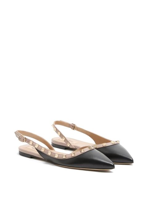 Valentino Garavani Rockstud calfskin flat pumps - Black - zdjęcie produktu nr 2