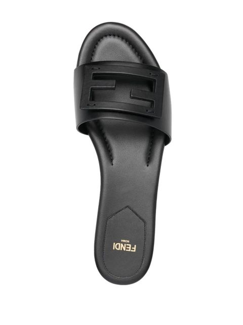 FENDI Baguette leather slides - Black - zdjęcie produktu nr 2